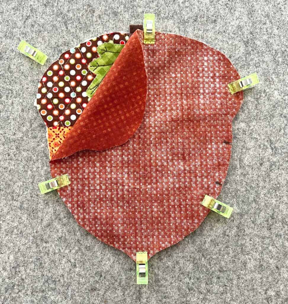 place acorn front and back together and stitch