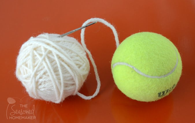 put end into yarn ball