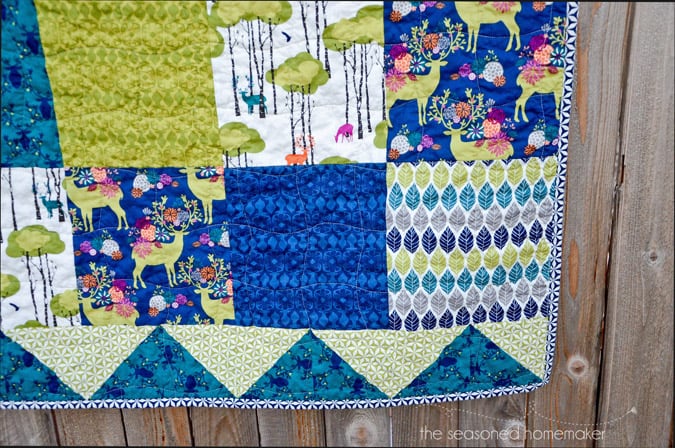 Quilting doesn’t have to be hard. It can be fast and fun, too. When I wanted to make two simple quilts for my grandsons I let the fabric decide the design then appliquéd a Deer Head on the back. Quilt making can be easy.