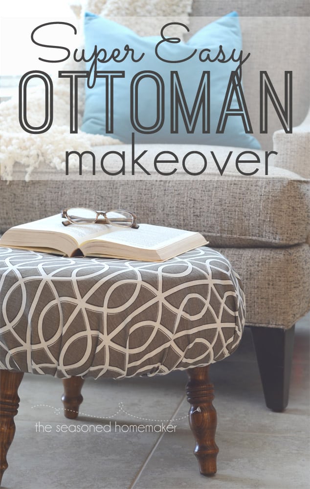 Diy Ottoman Makeover An Easy Way To, How To Reupholster A Round Ottoman