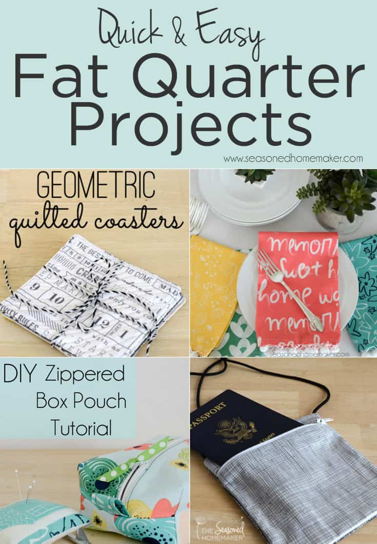Fat Quarters are ideal for small sewing projects. All you need are a few fat quarters and the ability to sew a straight stitch. Check out these easy DIY Sewing Projects made from fat quarters.