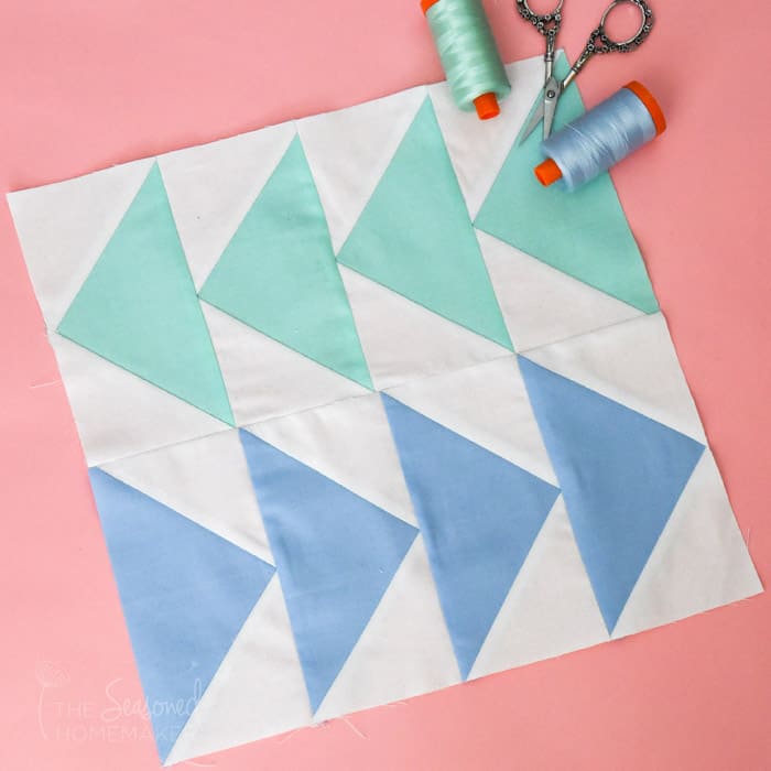 Learn how to make the simple Flying Geese Quilt Block four at a time.