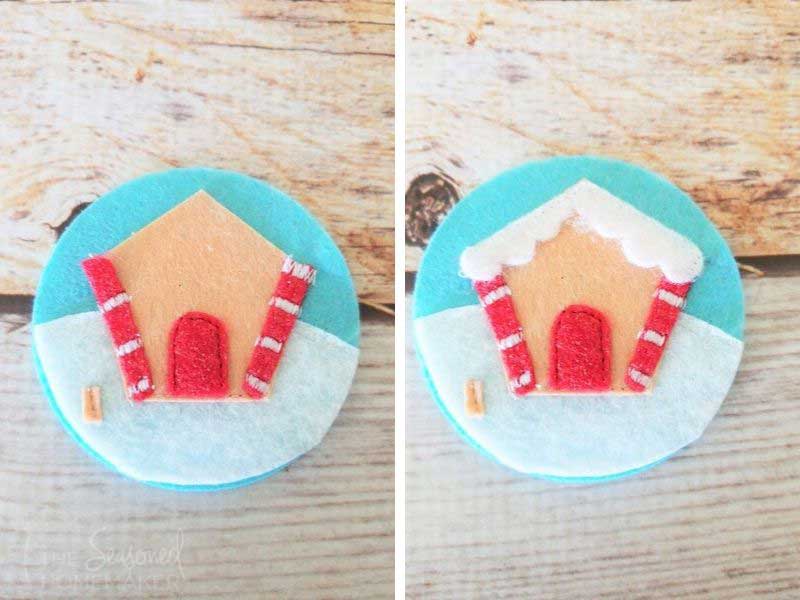 Set 4 - Add the door, candy canes, and roof
