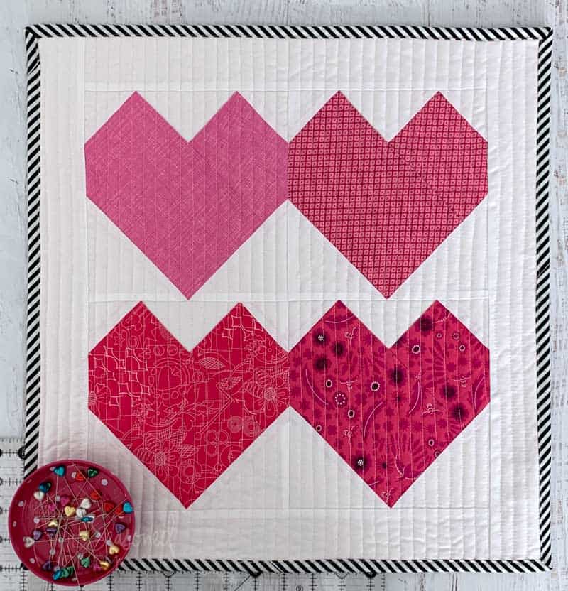 Valentine Hearts Mini Quilt