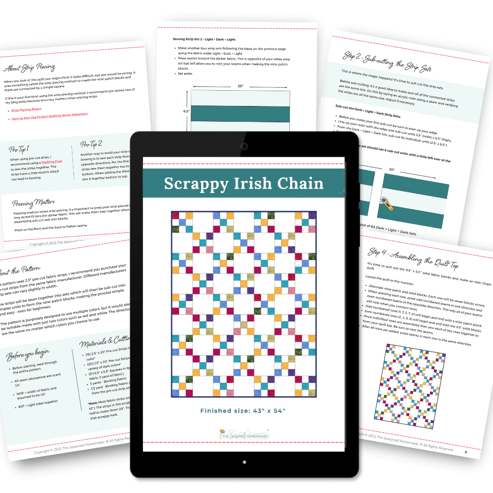 Scrappy Irish Chain Quilt Pattern Sample Page